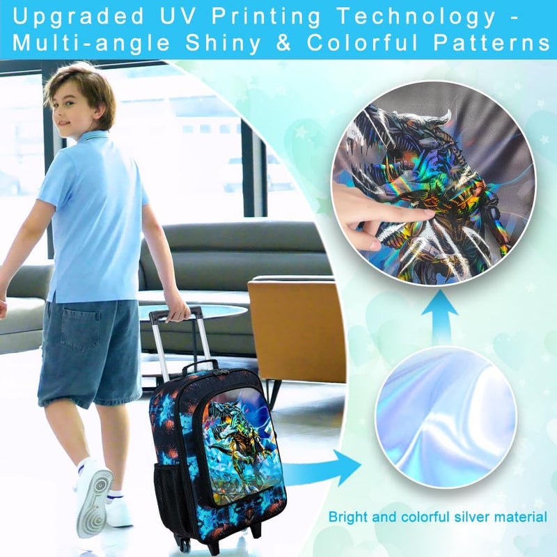 WZLVO Kids Luggage for Boys and Girls, Cute Dinosaur Unicorn Rolling Wheels Suitcase for Toddler Children - Image 3